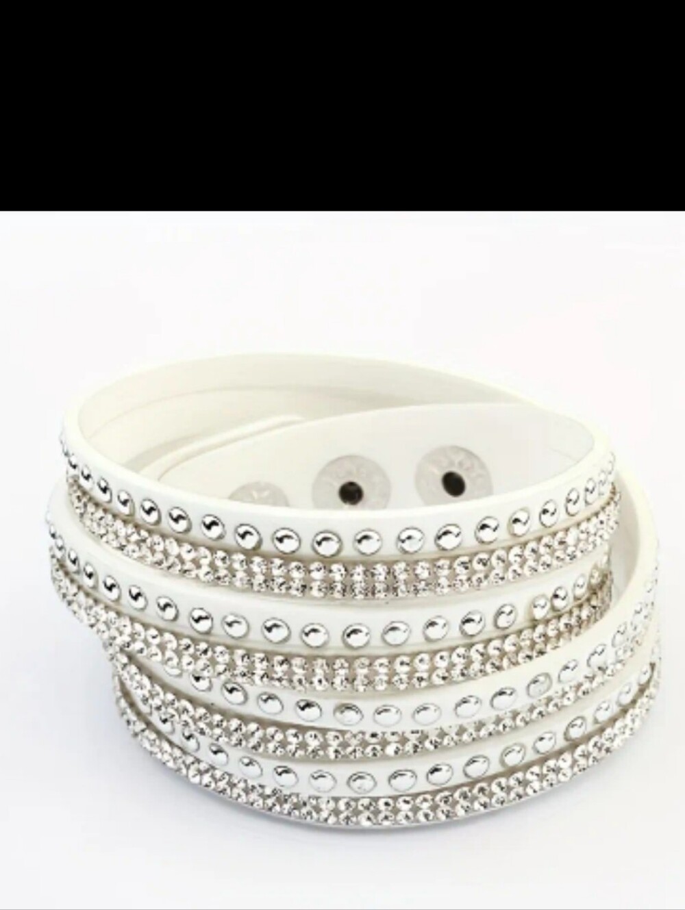 🆕️WHITE WITH CLEAR RHINESTONE & SILVER STUDS WRAP BRACELET